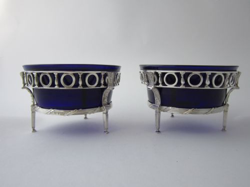 antique victorian sterling silver glass dishes - CATEGORY: ANTIQUE SILVER - DATED 1870