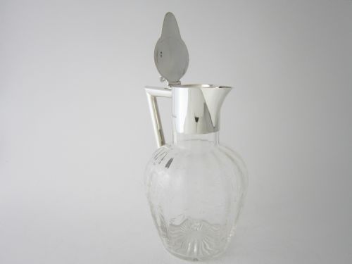 ANTIQUE EDWARDIAN STERLING SILVER GLASS CLARET JUG 1907 - ADDITIONAL PHOTO 3