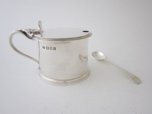 HEAVY ANTIQUE GEORGE V STERLING SILVER MUSTARD POT 1921 - ADDITIONAL PHOTO 2
