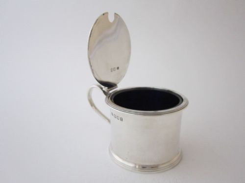 HEAVY ANTIQUE GEORGE V STERLING SILVER MUSTARD POT 1921 - ADDITIONAL PHOTO 4