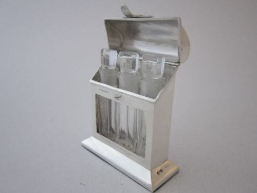 antique edwardian sterling silver novelty perfume bottle holder 1910 - CATEGORY: ANTIQUE SILVER - DATED 1910