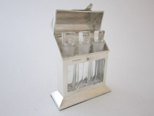ANTIQUE EDWARDIAN STERLING SILVER NOVELTY PERFUME BOTTLE HOLDER 1910 - ADDITIONAL PHOTO 2