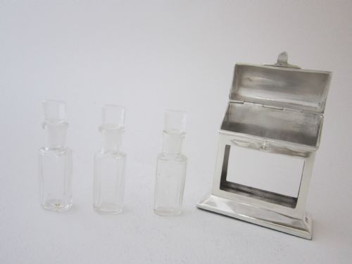 ANTIQUE EDWARDIAN STERLING SILVER NOVELTY PERFUME BOTTLE HOLDER 1910 - ADDITIONAL PHOTO 4