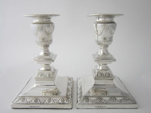 a pair of antique victorian sterling silver candlesticks 1873 - CATEGORY: ANTIQUE SILVER - DATED 1870
