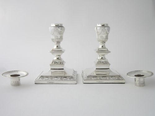 A PAIR OF ANTIQUE VICTORIAN STERLING SILVER CANDLESTICKS 1873 - ADDITIONAL PHOTO 1