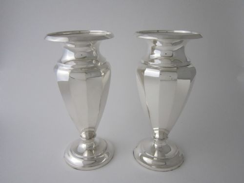 antique george vi sterling silver vases 1938 - CATEGORY: ANTIQUE SILVER - DATED 1930