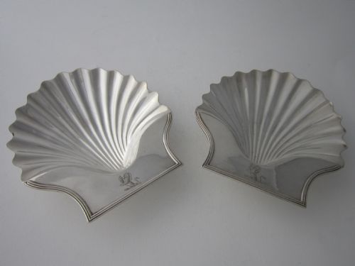 pair of antique george iii sterling silver butter shellsdishes 1795 - CATEGORY: ANTIQUE SILVER - DATED 1800
