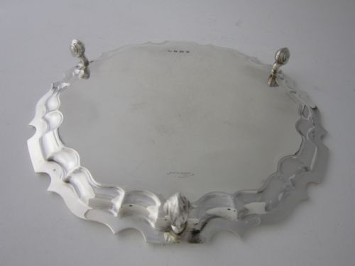 10 ANTIQUE GEORGE V STERLING SILVER DRINKS TRAYSALVER 1930 - ADDITIONAL PHOTO 5