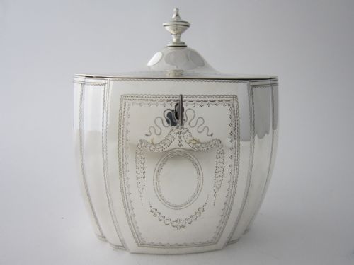 ANTIQUE GEORGE III STERLING SILVER LOCKING TEA CADDY 1801 - ADDITIONAL PHOTO 1