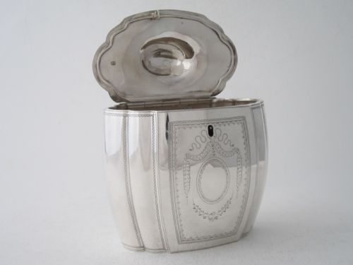 ANTIQUE GEORGE III STERLING SILVER LOCKING TEA CADDY 1801 - ADDITIONAL PHOTO 4
