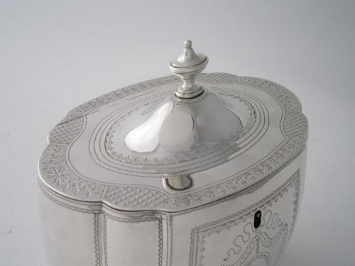 ANTIQUE GEORGE III STERLING SILVER LOCKING TEA CADDY 1801 - ADDITIONAL PHOTO 8