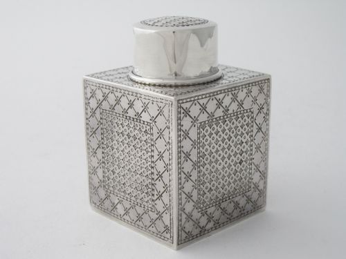 liberty antique george v sterling silver tea caddy 1913 - CATEGORY: ANTIQUE SILVER - DATED 1910