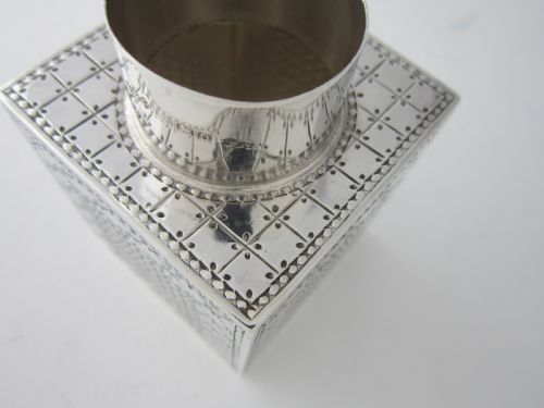 LIBERTY ANTIQUE GEORGE V STERLING SILVER TEA CADDY 1913 - ADDITIONAL PHOTO 5