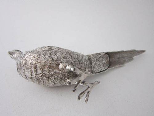 PAIR OF ELIZABETH II STERLING SILVER CAST PHEASANTS 1968 - ADDITIONAL PHOTO 3