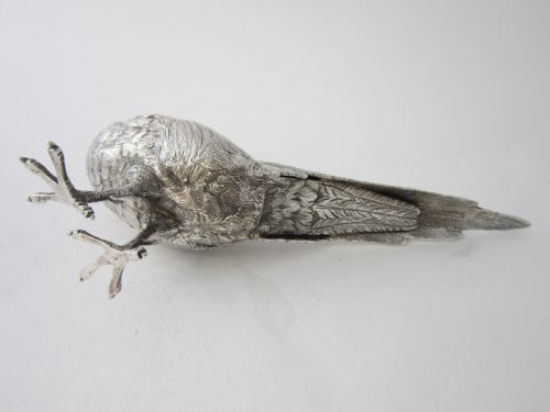 PAIR OF ELIZABETH II STERLING SILVER CAST PHEASANTS 1968 - ADDITIONAL PHOTO 9