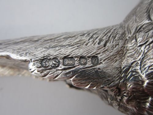 PAIR OF ELIZABETH II STERLING SILVER CAST PHEASANTS 1968 - ADDITIONAL PHOTO 11