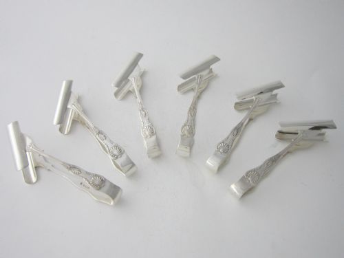 set of 6 elizabeth ii sterling silver king's pattern individual asparagus holders 1961 - CATEGORY: ANTIQUE SILVER - DATED 1960