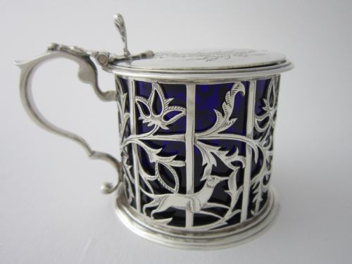 ANTIQUE VICTORIAN STERLING SILVER MUSTARD POT 1881 - ADDITIONAL PHOTO 2