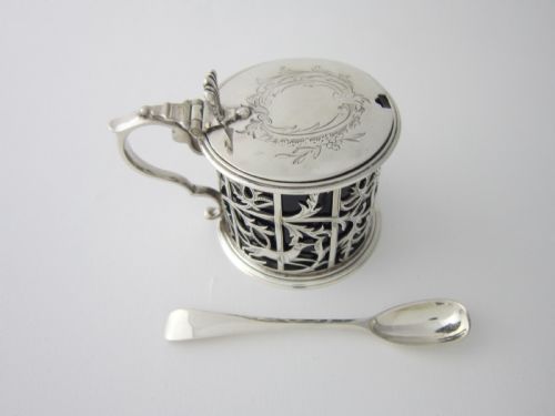 ANTIQUE VICTORIAN STERLING SILVER MUSTARD POT 1881 - ADDITIONAL PHOTO 3