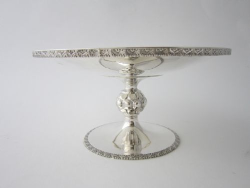 ANTIQUE GEORGE V STERLING SILVER TAZZADISH 1930 - ADDITIONAL PHOTO 1