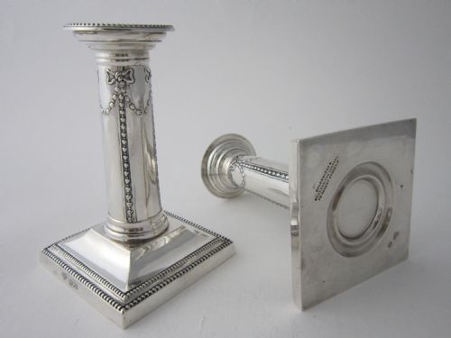 ANTIQUE EDWARDIAN STERLING SILVER CANDLESTICKS 1910 - ADDITIONAL PHOTO 1
