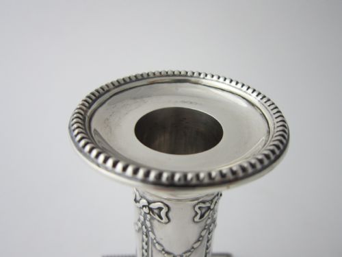 ANTIQUE EDWARDIAN STERLING SILVER CANDLESTICKS 1910 - ADDITIONAL PHOTO 4