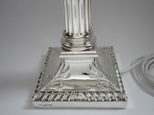 ANTIQUE GEORGE V STERLING SILVER TABLE LAMP 1911 - ADDITIONAL PHOTO 2