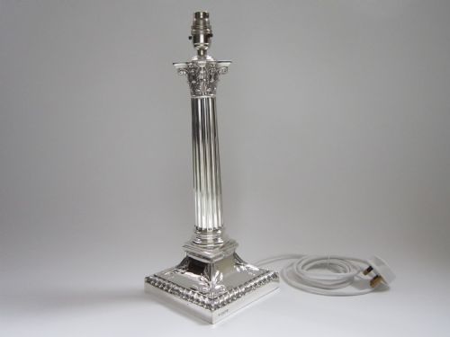 ANTIQUE GEORGE V STERLING SILVER TABLE LAMP 1911 - ADDITIONAL PHOTO 3