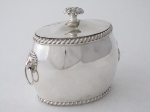 antique edwardian sterling silver tea caddy 1910 - CATEGORY: ANTIQUE SILVER - DATED 1910
