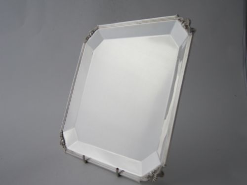10 antique george v sterling silver salverdrinks tray 1932 - CATEGORY: ANTIQUE SILVER - DATED 1930