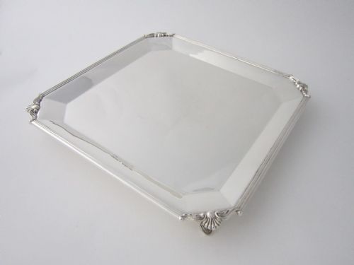 10 ANTIQUE GEORGE V STERLING SILVER SALVERDRINKS TRAY 1932 - ADDITIONAL PHOTO 4