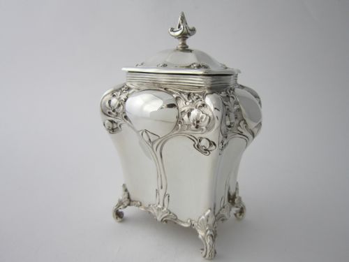antique edwardian sterling silver tea caddy 1903 - CATEGORY: ANTIQUE SILVER - DATED 1900