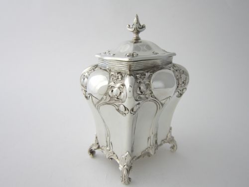 ANTIQUE EDWARDIAN STERLING SILVER TEA CADDY 1903 - ADDITIONAL PHOTO 2