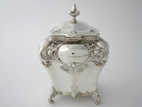 ANTIQUE EDWARDIAN STERLING SILVER TEA CADDY 1903 - ADDITIONAL PHOTO 3