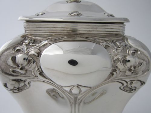 ANTIQUE EDWARDIAN STERLING SILVER TEA CADDY 1903 - ADDITIONAL PHOTO 5