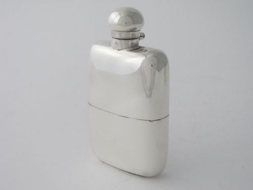 antique george v sterling silver hip flask 1924 - CATEGORY: ANTIQUE SILVER - DATED 1920