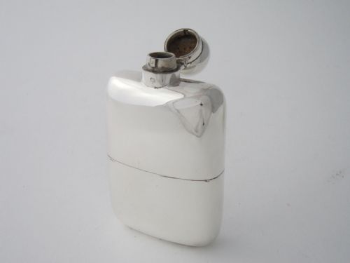 ANTIQUE GEORGE V STERLING SILVER HIP FLASK 1924 - ADDITIONAL PHOTO 1