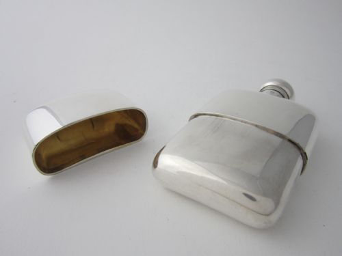 ANTIQUE GEORGE V STERLING SILVER HIP FLASK 1924 - ADDITIONAL PHOTO 2