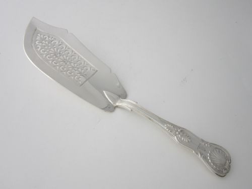 Irish Antique Victorian Sterling Silver Kings Pattern Fish Slice -
