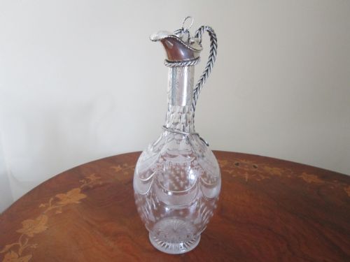 ANTIQUE VICTORIAN STERLING SILVER GLASS CLARET JUG 1868 - ADDITIONAL PHOTO 1