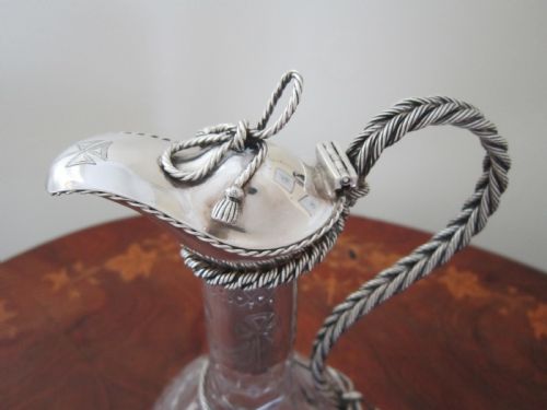 ANTIQUE VICTORIAN STERLING SILVER GLASS CLARET JUG 1868 - ADDITIONAL PHOTO 3