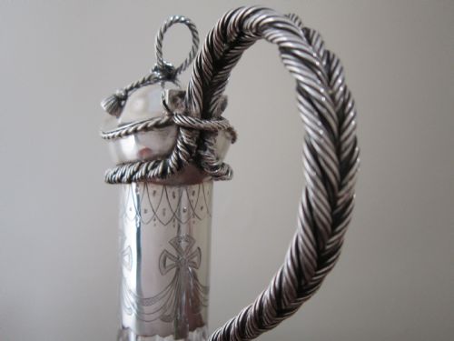 ANTIQUE VICTORIAN STERLING SILVER GLASS CLARET JUG 1868 - ADDITIONAL PHOTO 5