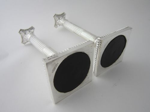 PAIR OF ANTIQUE EDWARDIAN STERLING SILVER CANDLESTICKS 1905 - ADDITIONAL PHOTO 7