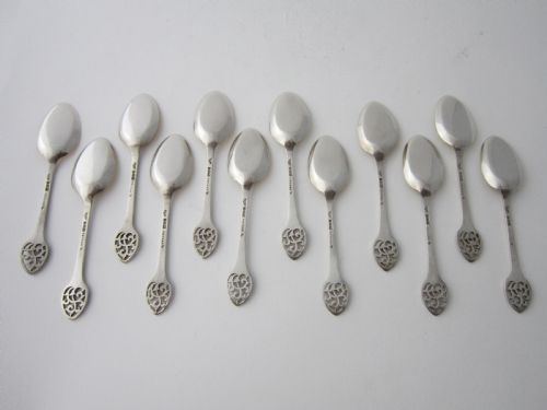 12 ANTIQUE GEORGE V STERLING SILVER ICE CREAM SPOONS 1912 - ADDITIONAL PHOTO 1
