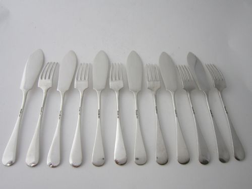 SET OF 6 ANTIQUE GEORGE V STERLING SILVER FISH EATERS 19345 - ADDITIONAL PHOTO 1