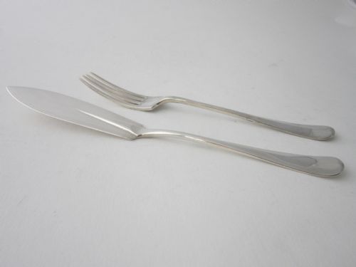SET OF 6 ANTIQUE GEORGE V STERLING SILVER FISH EATERS 19345 - ADDITIONAL PHOTO 2