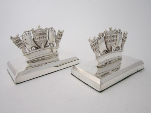 VERY LARGE ANTIQUE EDWARDIAN STERLING SILVER NAUTICAL MENUPLACE CARD HOLDERS 1906 - ADDITIONAL PHOTO 1