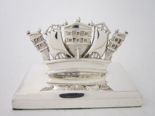 VERY LARGE ANTIQUE EDWARDIAN STERLING SILVER NAUTICAL MENUPLACE CARD HOLDERS 1906 - ADDITIONAL PHOTO 4