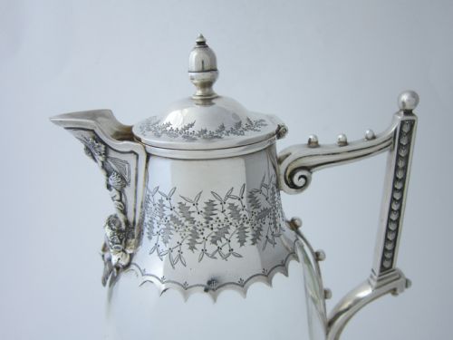ANTIQUE VICTORIAN STERLING SILVER GLASS CLARET JUG 1868 - ADDITIONAL PHOTO 1