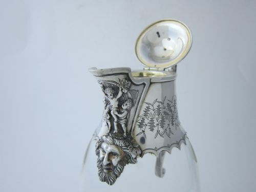 ANTIQUE VICTORIAN STERLING SILVER GLASS CLARET JUG 1868 - ADDITIONAL PHOTO 2